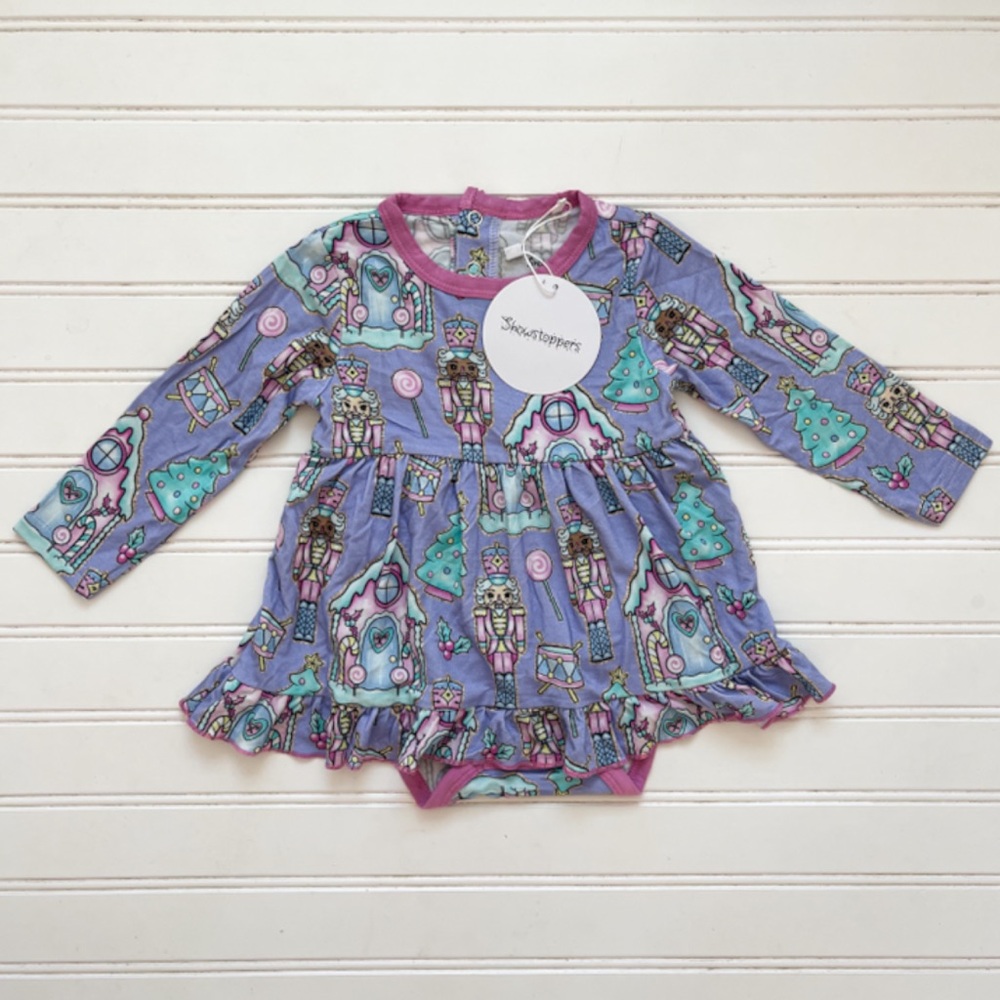 SHOWSTOPPERS NWT Bamboo Christmas Nutcracker Twirl 2 Built-in Onesie